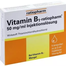 VITAMIN B1-RATIOPHARM 50 mg/ml Inj.Lsg.Ampulas, 5X2 ml