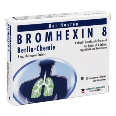 BROMHEXIN 8 Berlin Chemie apvalkotās tabletes, 20 gab