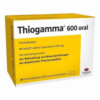 THIOGAMMA 600 iekšķīgi lietojamas apvalkotās tabletes, 60 gab