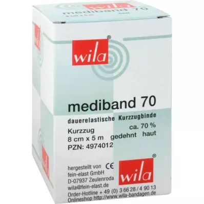 MEDIBAND 70 Īsa stiepuma pārsējs 8 cmx5 m ādas krāsā, 1 gab