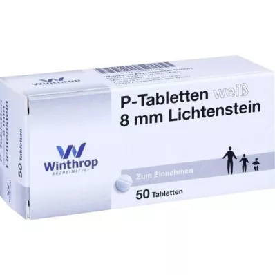 P TABLETTEN balts 8 mm, 50 gab