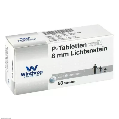 P TABLETTEN balts 8 mm, 50 gab