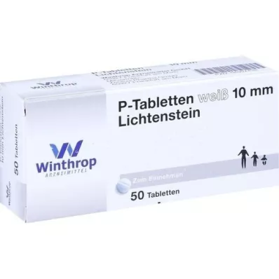 P TABLETTEN balts 10 mm, 50 gab