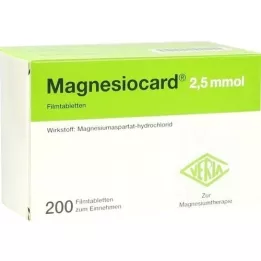 MAGNESIOCARD 2,5 mmol apvalkotās tabletes, 200 gab