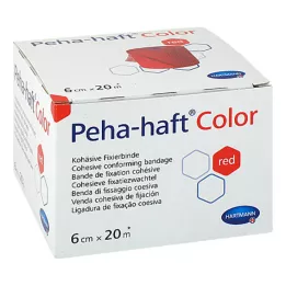 PEHA-HAFT Krāsu fiksācijas pārsējs 6 cmx20 m sarkans, 1 gab