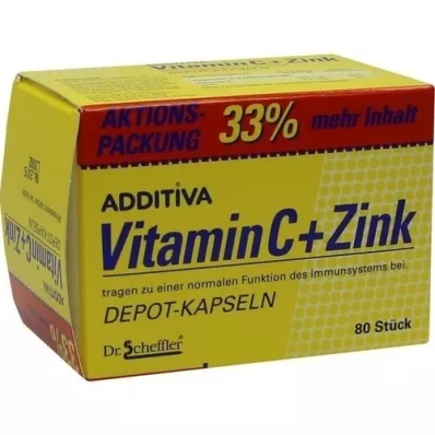 ADDITIVA C+Cinka vitamīns Depotcaps.action pack, 80 gab