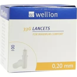 WELLION Lancetes 33 G, 100 gab