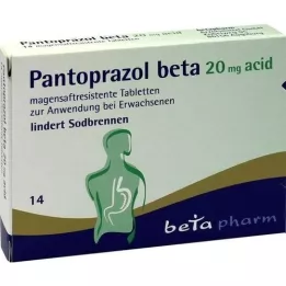 PANTOPRAZOL beta 20 mg skābes zarnās apvalkotās tabletes, 14 gab