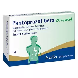 PANTOPRAZOL beta 20 mg skābes zarnās apvalkotās tabletes, 14 gab