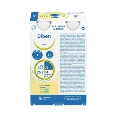 DIBEN DRINK Vaniļa 1,5 kcal/ml, 4X200 ml