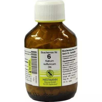 BIOCHEMIE 6 Potassium sulfuricum D 6 tabletes, 400 kapsulas