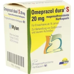 OMEPRAZOL dura S 20 mg kuņģim noturīgas cietās kapsulas, 7 gab