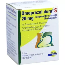 OMEPRAZOL dura S 20 mg cietās kapsulas ar enterisko apvalku, 14 gab