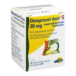 OMEPRAZOL dura S 20 mg cietās kapsulas ar enterisko apvalku, 14 gab