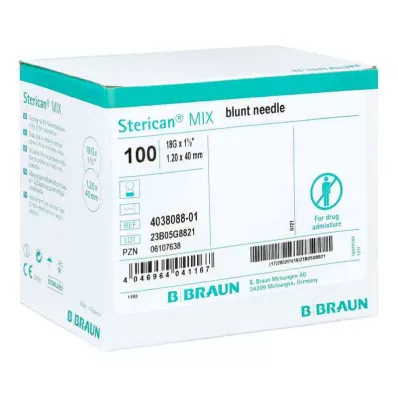 STERICAN Kanules 18 Gx1 1/2 1.1x40 blunt/blunt, 100 gab STERICAN Kanules 18 Gx1 1/2 1.1x40 blunt/blunt, 100 gab