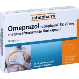 OMEPRAZOL-ratiopharm SK 20 mg kuņģa sulas cietās kapsulas, 7 gab
