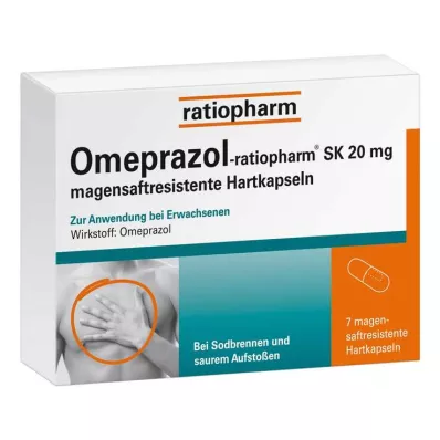 OMEPRAZOL-ratiopharm SK 20 mg kuņģa sulas cietās kapsulas, 7 gab