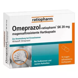 OMEPRAZOL-ratiopharm SK 20 mg kuņģa sulas cietās kapsulas, 14 gab