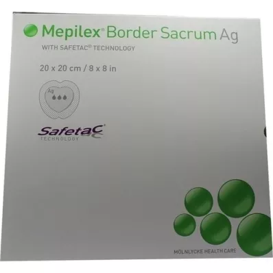 MEPILEX Border Sacrum Ag putu pārsējs, 20x20 cm, sterils, 5 gab