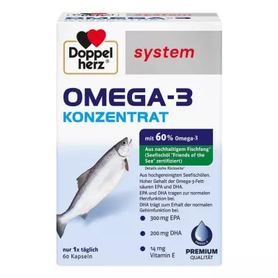 DOPPELHERZ Omega-3 koncentrāta sistēmas kapsulas, 60 gab DOPPELHERZ Omega-3 koncentrāta sistēmas kapsulas, 60 gab