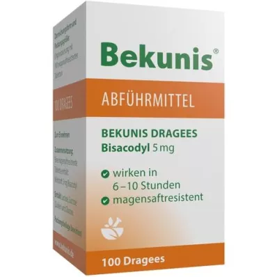 BEKUNIS Dragees Bisakodils 5 mg zarnās apvalkotās tabletes, 100 gab