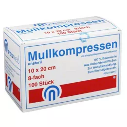 MULLKOMPRESSEN ES 10x20 cm nesterilas 8x, 100 gab