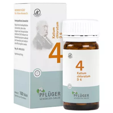 BIOCHEMIE Pflüger 4 Potassium chloratum D 6 tabletes, 100 kapsulas BIOCHEMIE Pflüger 4 Potassium chloratum D 6 tabletes, 100 kapsulas