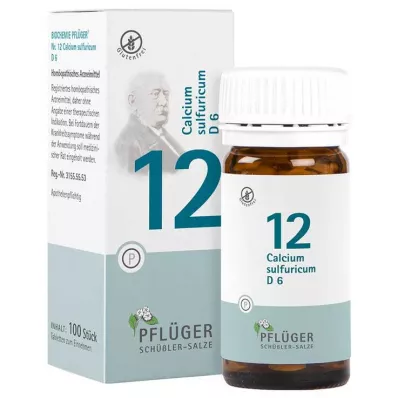 BIOCHEMIE Pflüger 12 Calcium sulfuricum D 6 tabletes, 100 gab BIOCHEMIE Pflüger 12 Calcium sulfuricum D 6 tabletes, 100 gab