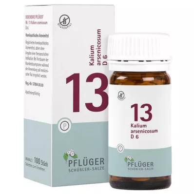 BIOCHEMIE Pflüger 13 Potassium arsenicosum D 6 tabletes, 100 gab BIOCHEMIE Pflüger 13 Potassium arsenicosum D 6 tabletes, 100 gab