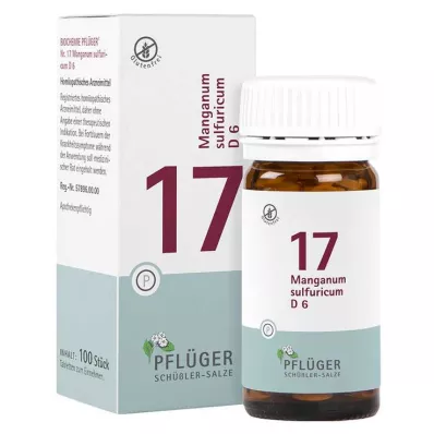 BIOCHEMIE Pflüger 17 Manganum sulfuricum D 6 tabletes, 100 gab BIOCHEMIE Pflüger 17 Manganum sulfuricum D 6 tabletes, 100 gab