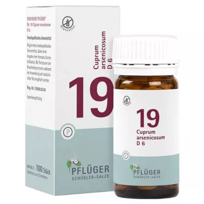 BIOCHEMIE Pflüger 19 Cuprum arsenicosum D 6 tabletes, 100 gab BIOCHEMIE Pflüger 19 Cuprum arsenicosum D 6 tabletes, 100 gab