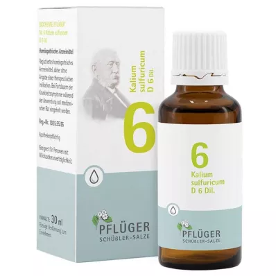 BIOCHEMIE Pflüger 6 Potassium sulfuricum D 6 pilieni, 30 ml BIOCHEMIE Pflüger 6 Potassium sulfuricum D 6 pilieni, 30 ml