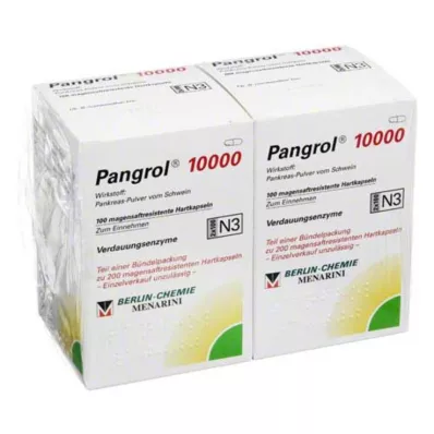 PANGROL 10 000 cieto kapsulu ar zarnu apvalku, 200 gab PANGROL 10 000 cieto kapsulu ar zarnu apvalku, 200 gab