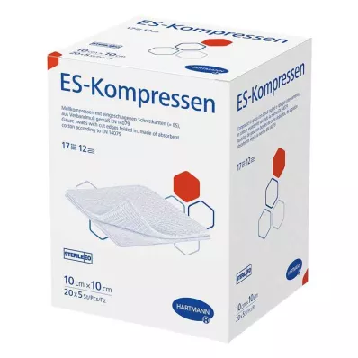 ES-KOMPRESSEN sterili 10x10 cm 12x beramā iepakojumā, 20X5 gab ES-KOMPRESSEN sterili 10x10 cm 12x beramā iepakojumā, 20X5 gab