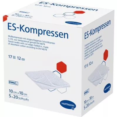 ES-KOMPRESSEN sterili 10x10 cm 12x beramā iepakojumā, 5X20 gab