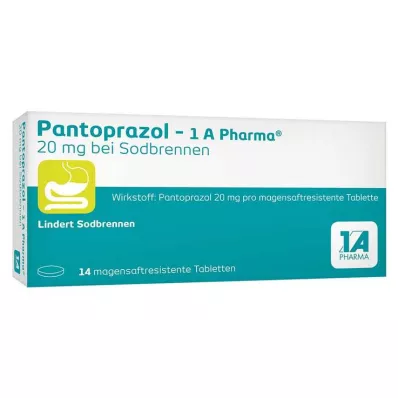 PANTOPRAZOL-1A Pharma 20mg pret grēmas msr.tab., 14 gab
