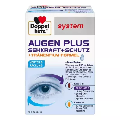 Doppelherz System Eyes Plus Vision + Aizsardzības kapsulas, 120 gab Doppelherz System Eyes Plus Vision + Aizsardzības kapsulas, 120 gab