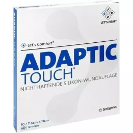 ADAPTIC Touch 7,6x11 cm nepieguļošs silikona brūču pārsējs, 10 gab