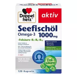 DOPPELHERZ Jūras zivju eļļa Omega-3 1.000 mg+Fols.Caps., 120 kapsulas