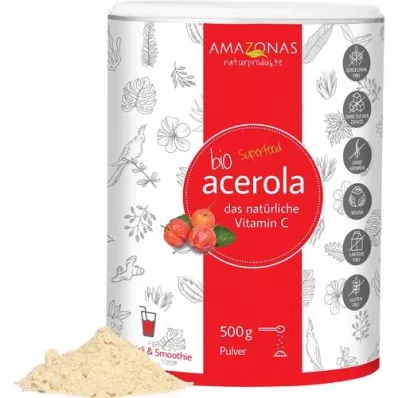 ACEROLA 100 % tīrs organiskais dabīgais C vitamīns pulveris, 500 g
