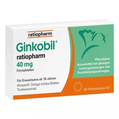 GINKOBIL-ratiopharm 40 mg apvalkotās tabletes, 30 gab
