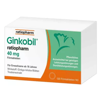 GINKOBIL-ratiopharm 40 mg apvalkotās tabletes, 120 gab GINKOBIL-ratiopharm 40 mg apvalkotās tabletes, 120 gab