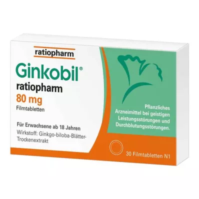 GINKOBIL-ratiopharm 80 mg apvalkotās tabletes, 30 gab GINKOBIL-ratiopharm 80 mg apvalkotās tabletes, 30 gab