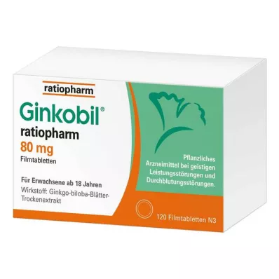 GINKOBIL-ratiopharm 80 mg apvalkotās tabletes, 120 gab GINKOBIL-ratiopharm 80 mg apvalkotās tabletes, 120 gab