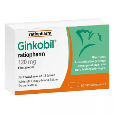 GINKOBIL-ratiopharm 120 mg apvalkotās tabletes, 60 gab GINKOBIL-ratiopharm 120 mg apvalkotās tabletes, 60 gab