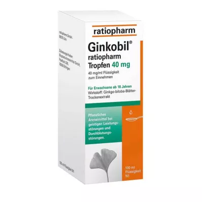 Ginkobil ratiopharm 40mg ar Ginkgo biloba pilieniem, 100 ml Ginkobil ratiopharm 40mg ar Ginkgo biloba pilieniem, 100 ml