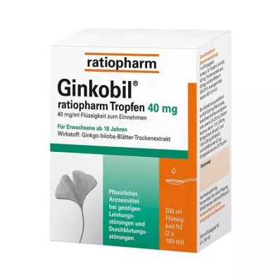 Ginkobil ratiopharm 40mg ar Ginkgo biloba pilieniem, 200 ml Ginkobil ratiopharm 40mg ar Ginkgo biloba pilieniem, 200 ml