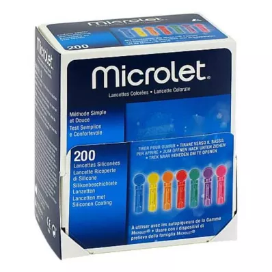 MICROLET Lancetes krāsainas, 200 gab