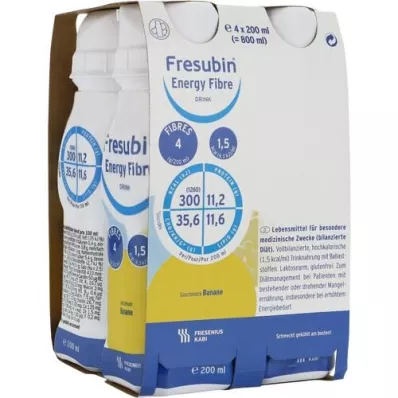 FRESUBIN ENERGY Šķiedrvielas DRINK Banānu dzeramā pudele, 4X200 ml