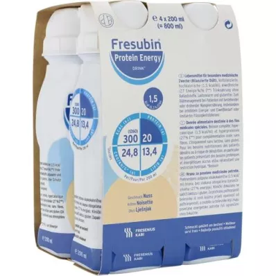 FRESUBIN PROTEIN Energy DRINK Riekstu dzeramā pudele, 4X200 ml